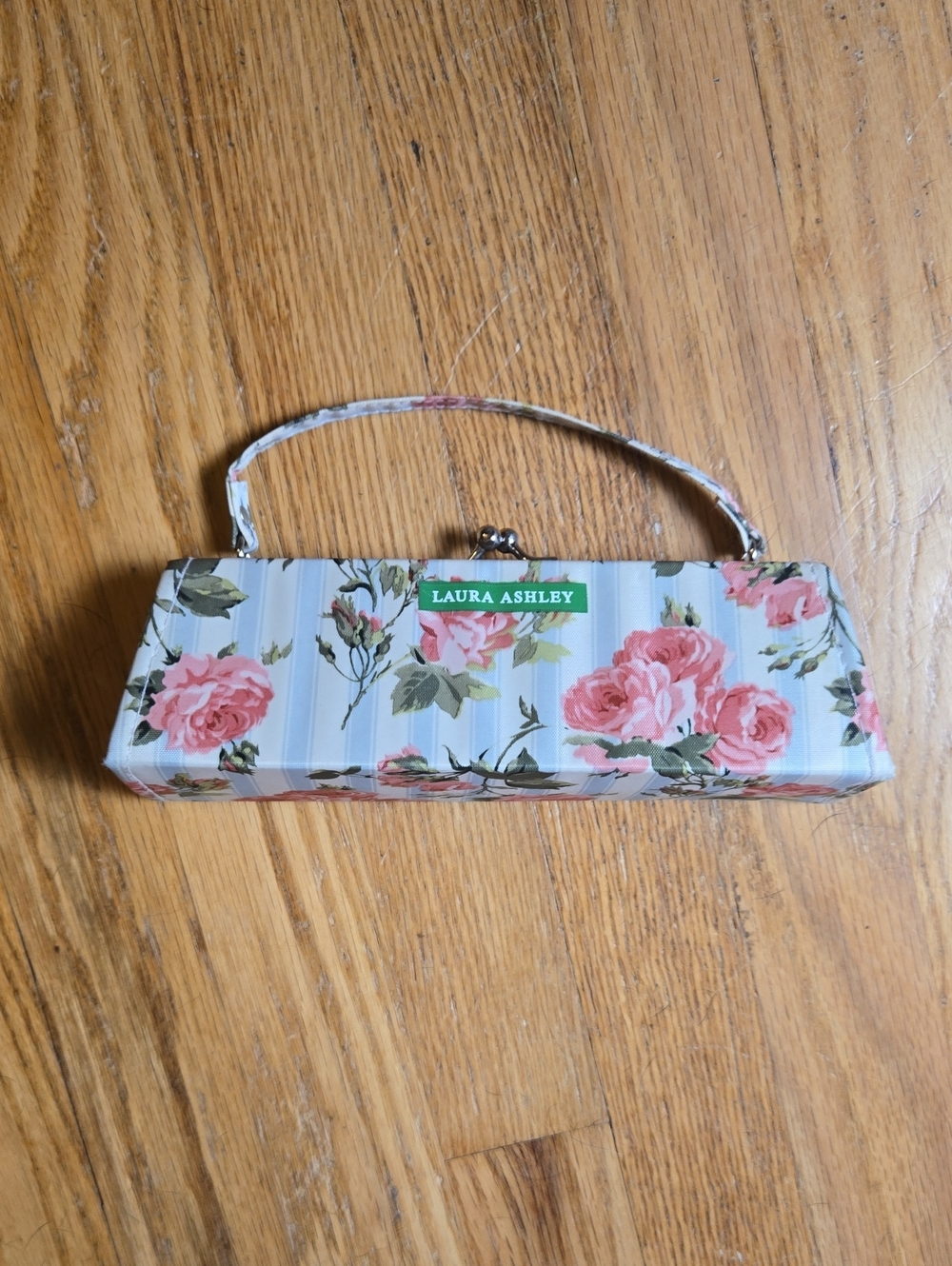 Vintage Laura Ashley small stripe floral print box clutch